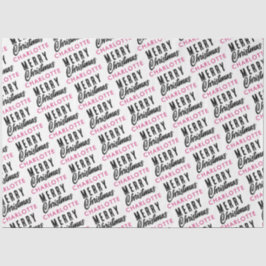 Papel De Seda Merry Christmas Custom Name Pink Trendy
