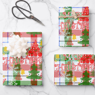 Papel De Seda Merry Christmas Decorated Plaid Tartán