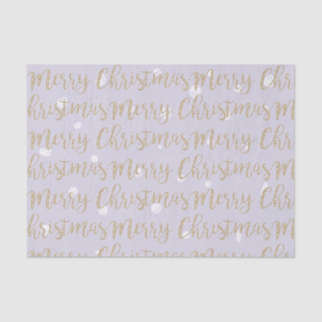 Papel De Seda Merry Christmas Faux Gold Script Typography Lilac (Anverso)