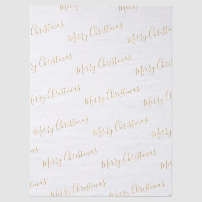 Papel De Seda Merry Christmas in Gold, or Your Message (Anverso)