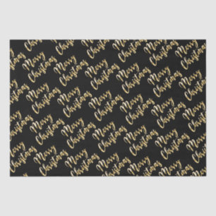 Papel De Seda Merry Christmas metal gold script negro