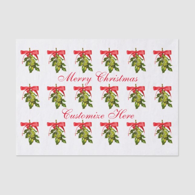 Papel De Seda Merry Christmas mistletoe Tissue Paper (Anverso)