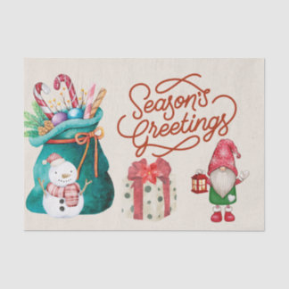 Papel De Seda Merry Christmas Muñeco de nieve y gnomo 