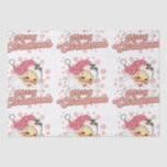 Papel De Seda Merry Christmas Retro Typography Santa Gorra Rosa<br><div class="desc">Feliz Navidad,  tipografía retro rosa con un santa claus con un gorra rosa.</div>