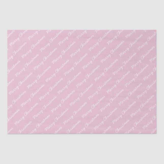Papel De Seda Merry Christmas Script Baby Pink (Anverso)