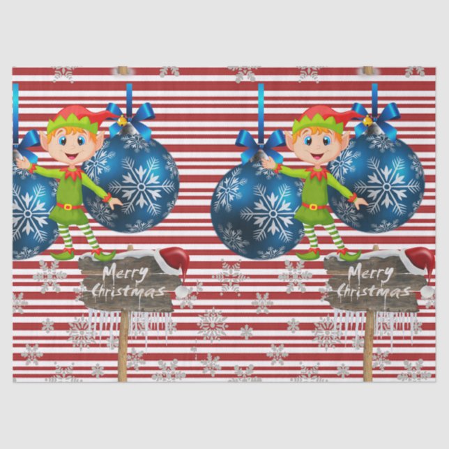 Papel De Seda Merry Christmas Tissue Paper Elf (Anverso)
