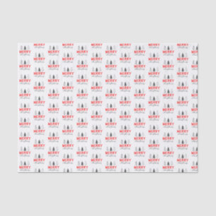 Papel De Seda Merry Christmas Tree Red Gray