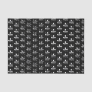 Papel De Seda Merry Christmas Tree White Black