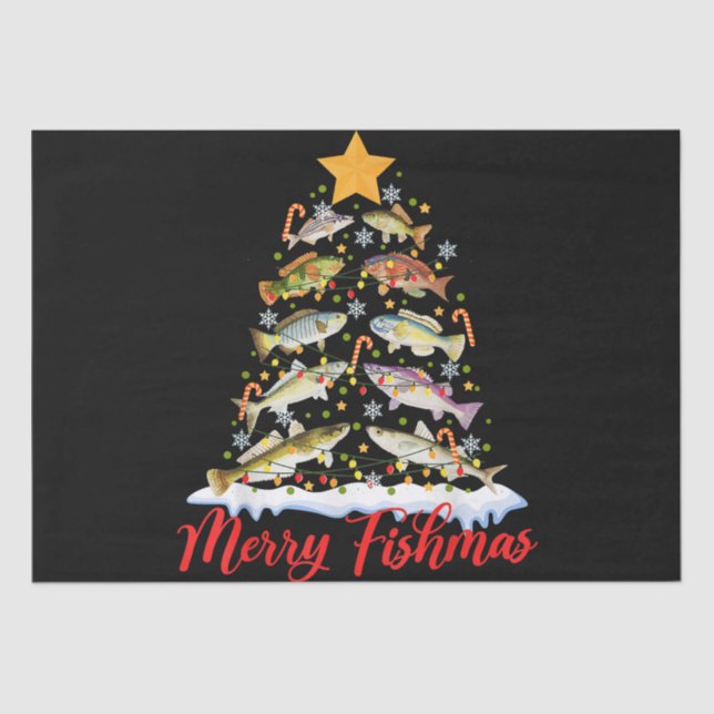 Papel De Seda Merry Fishmas Divertido Árbol de Navidad Ilumina F (Anverso)