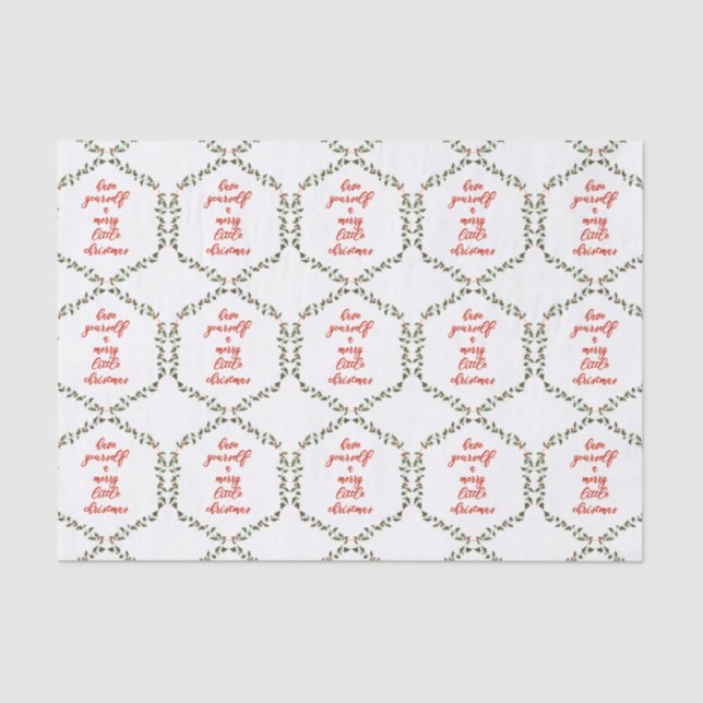 Papel De Seda Merry Little Navidades - Holly Wreath Tissue Paper (Anverso)