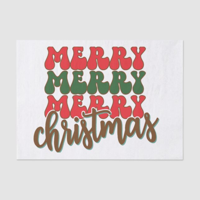 Papel De Seda Merry Merry Merry Christmas Tissue Paper (Anverso)