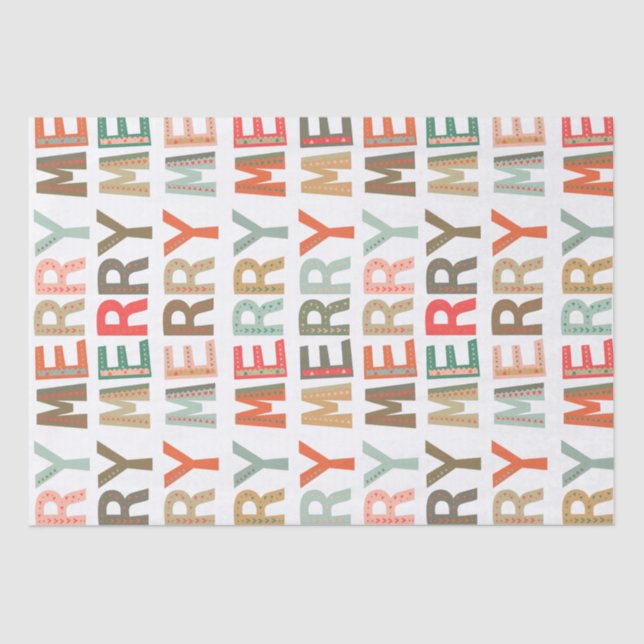 Papel De Seda MERRY Words Funky Wrapping Tissue Paper (Anverso)