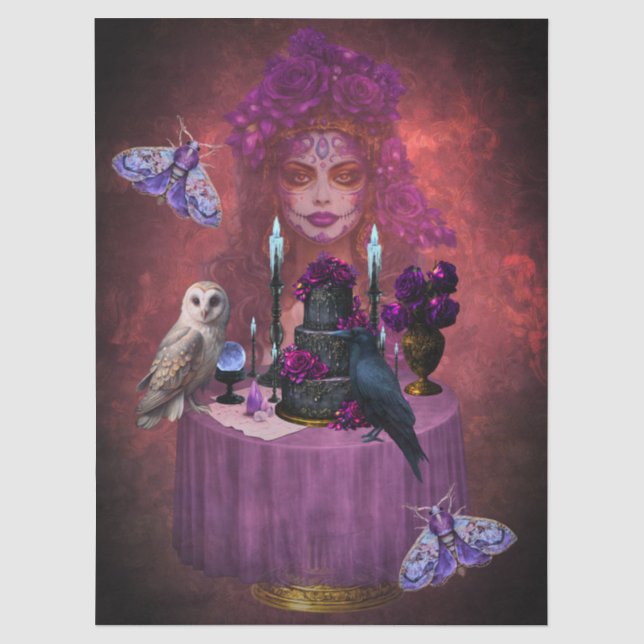 Papel De Seda Mesa de lectores de Tarot Gótico Romántico Elegant (Anverso)