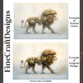 Papel De Seda Metálico Steampunk Lion Wheels Cogs E8R Decoupage