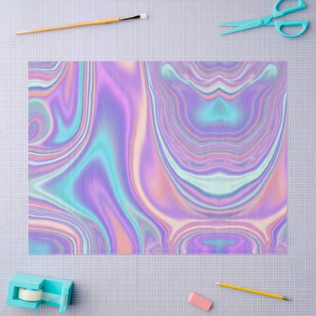 Papel De Seda Metallic Iridescent Rainbow Pink Aqua Purple  (Artesanía)