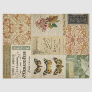 Papel De Seda Metas de éfemera vintage y descomposición floral