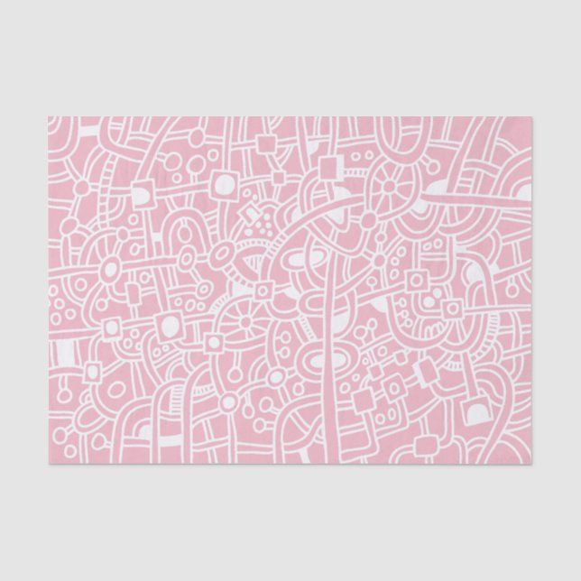 Papel De Seda Metropolis - Blanco sobre rosa pálido (Anverso)