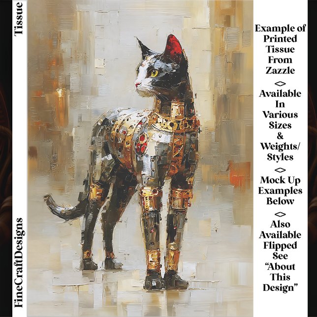 Papel De Seda Mettalic Steampunk Cat Portrait EM5L Decoupage (Subido por el creador)