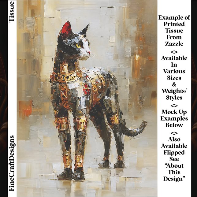 Papel De Seda Mettalic Steampunk Cat Portrait EM5R Decoupage (Subido por el creador)