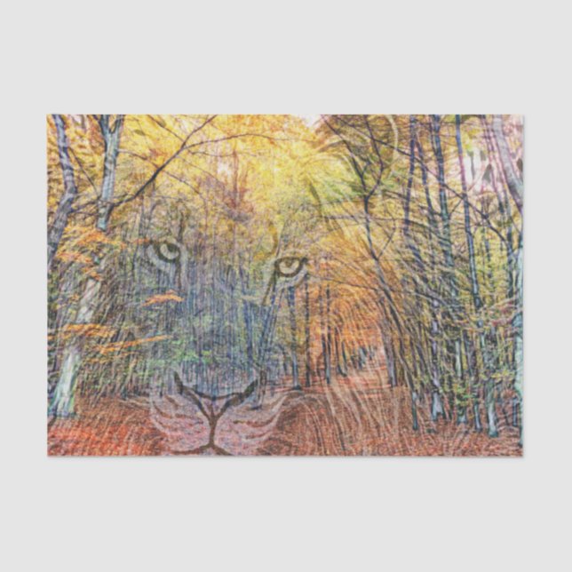 Papel De Seda Mezcla de león en bosque (Anverso)