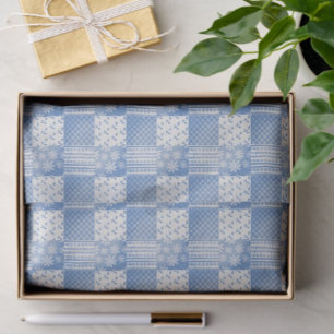 Papel De Seda Mezcla de parches de mezclilla azul y blanco cremo