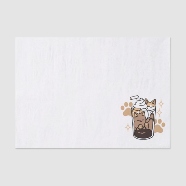 Papel De Seda Mezcla perfecta: arte de gato y café para amantes  (Anverso)