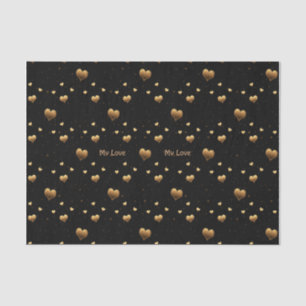 Papel De Seda Mi amor elegante corazón de oro en negro