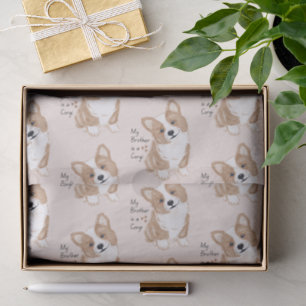 Papel De Seda 'Mi hermano es un Corgi' Juguetón Calor Beige-Roji