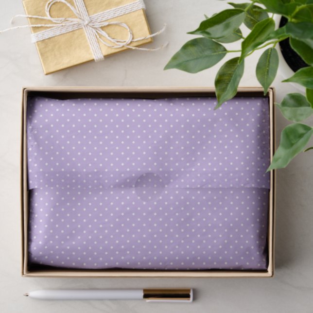 Papel De Seda Micro Polka Dot White - Soft Lavender (Regalo )