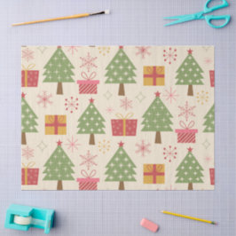 Papel De Seda Mid Century Christmas Atomic Trees with Snowflakes