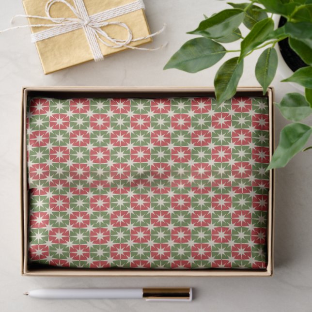Papel De Seda Mid Century Modern Christmas Retro Starbursts (Regalo )