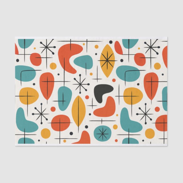 Papel De Seda Mid Century Modern Starburst Pattern (Anverso)