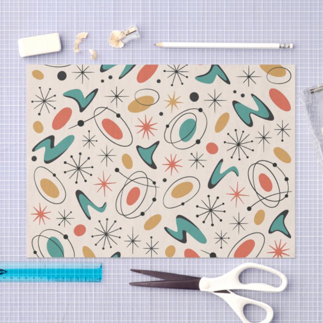 Papel De Seda Mid Century Modern Starburst Pattern (Artesanía)
