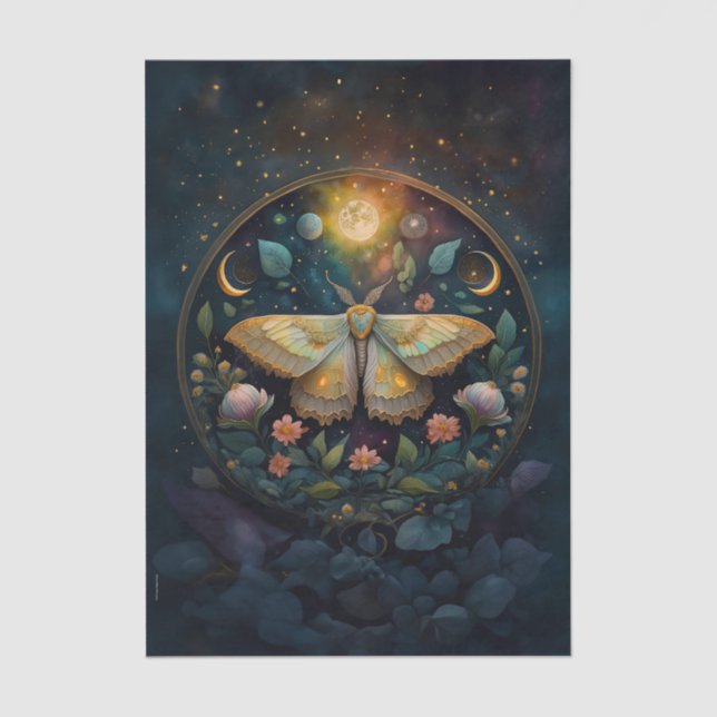 Papel De Seda Midnight Gossamer Wings, Moth & Moon (Anverso)