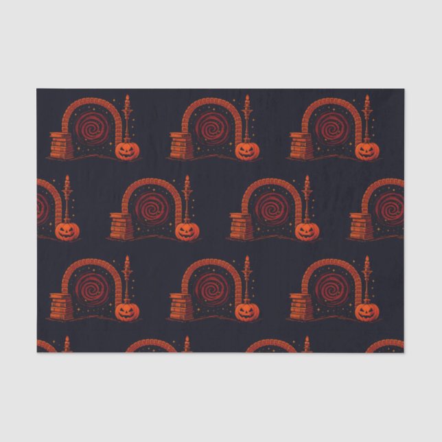 Papel De Seda Midnight Hearth Medieval-Naranja y negro (Anverso)