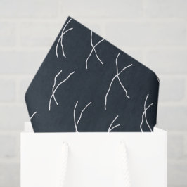Papel De Seda Midnight Navy Abstract Sketchy Dashes