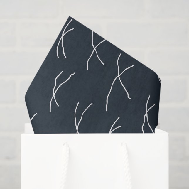 Papel De Seda Midnight Navy Abstract Sketchy Dashes (Bolsa de regalo)