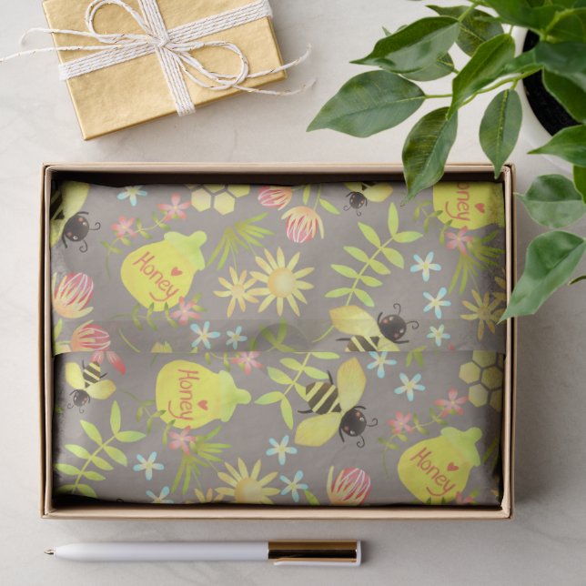 Papel De Seda Miel Abeja Verde Sage (Regalo )