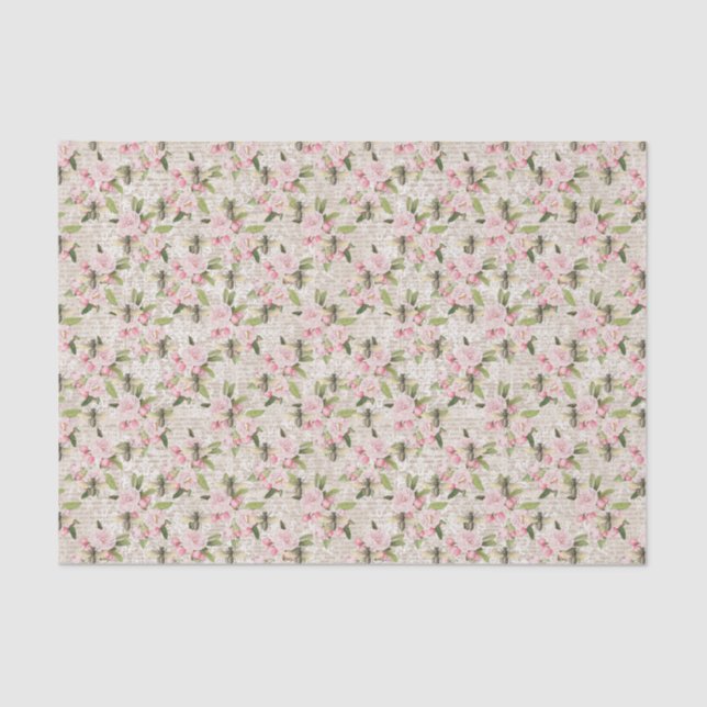 Papel De Seda Miel de abeja floral rosa (Anverso)