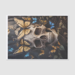 Papel De Seda Migración del alma, mariposas y calavera gótica