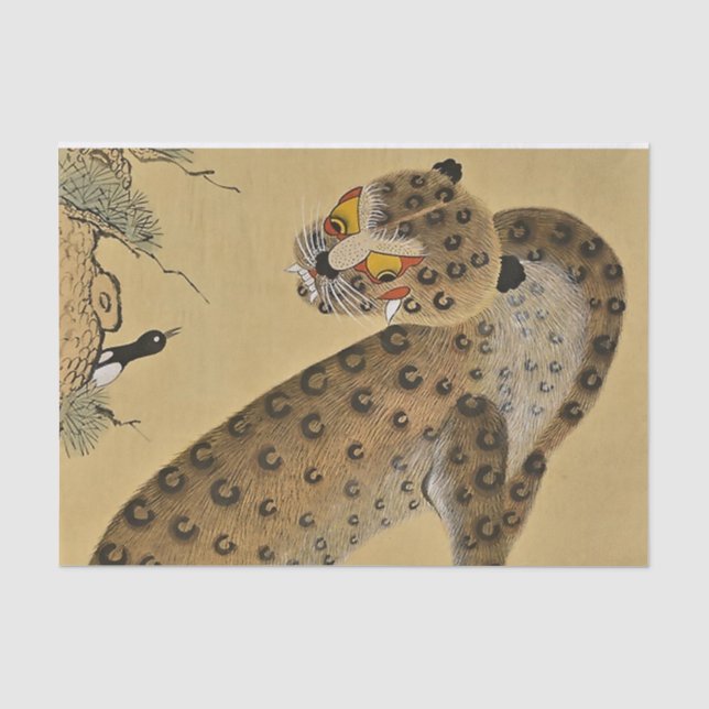Papel De Seda Minhwa del tigre manchado con urraca (Anverso)