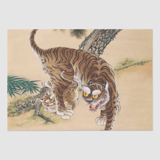 Papel De Seda Minhwa Tigre Feo Coreano  (Anverso)
