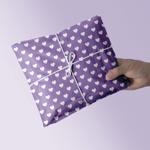 Papel De Seda Mini corazones blancos en morado