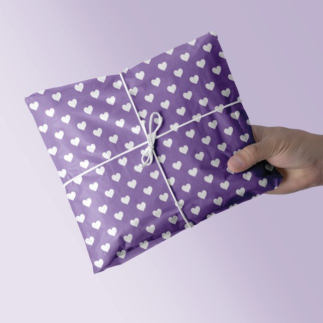 Papel De Seda Mini corazones blancos en morado (Subido por el creador)