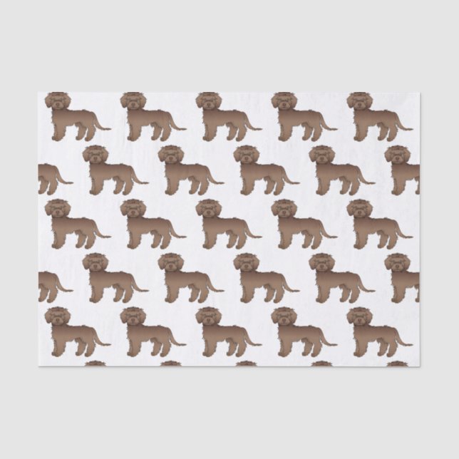 Papel De Seda Mini Goldendoodle Marrón Patrón de Perro de Dibujo (Anverso)