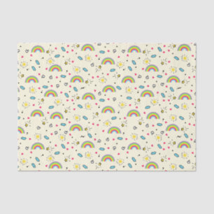 Papel De Seda Mini truco arcoiris sobre el patrón retro amarillo