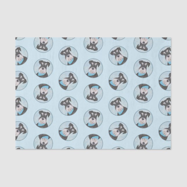 Papel De Seda Miniatura de pintura Schnauzer Mascota Perro Art (Anverso)