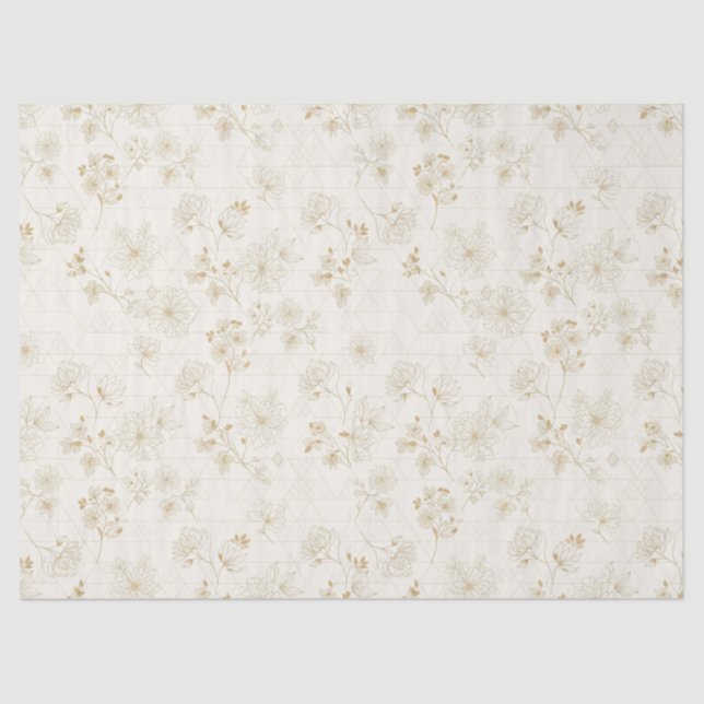 Papel De Seda Minimal Botanical Line Art Pattern (2) (Anverso)