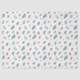 Papel De Seda Minimal Christmas Pattern, Pine & Berries