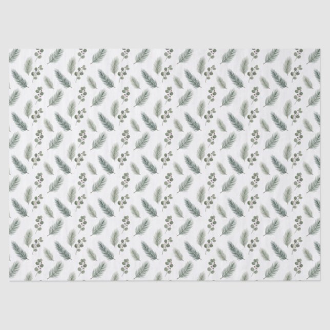 Papel De Seda Minimal Christmas Pine Pattern, Scandi Style (Anverso)